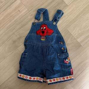 RARE Vintage Y2K Clifford the Big Red Dog Denim Short Overalls 12M